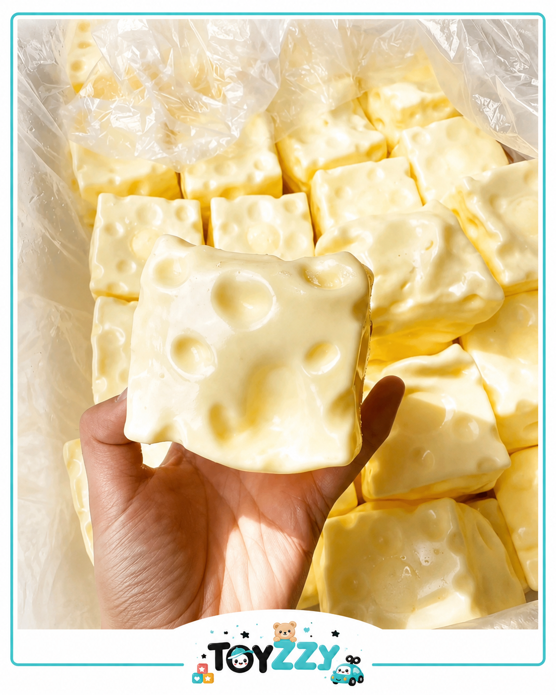 Toyzzy yellow Vaseline cheese cube squishy toy