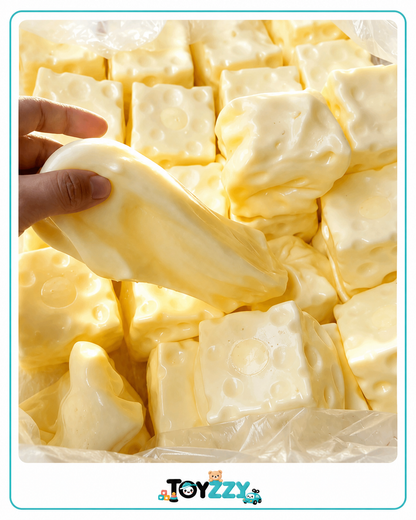 Yellow sensory cheese cube fidget toy