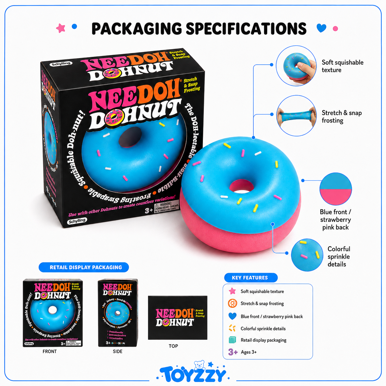 NeeDoh Dohnut retail box all-angle product photograph