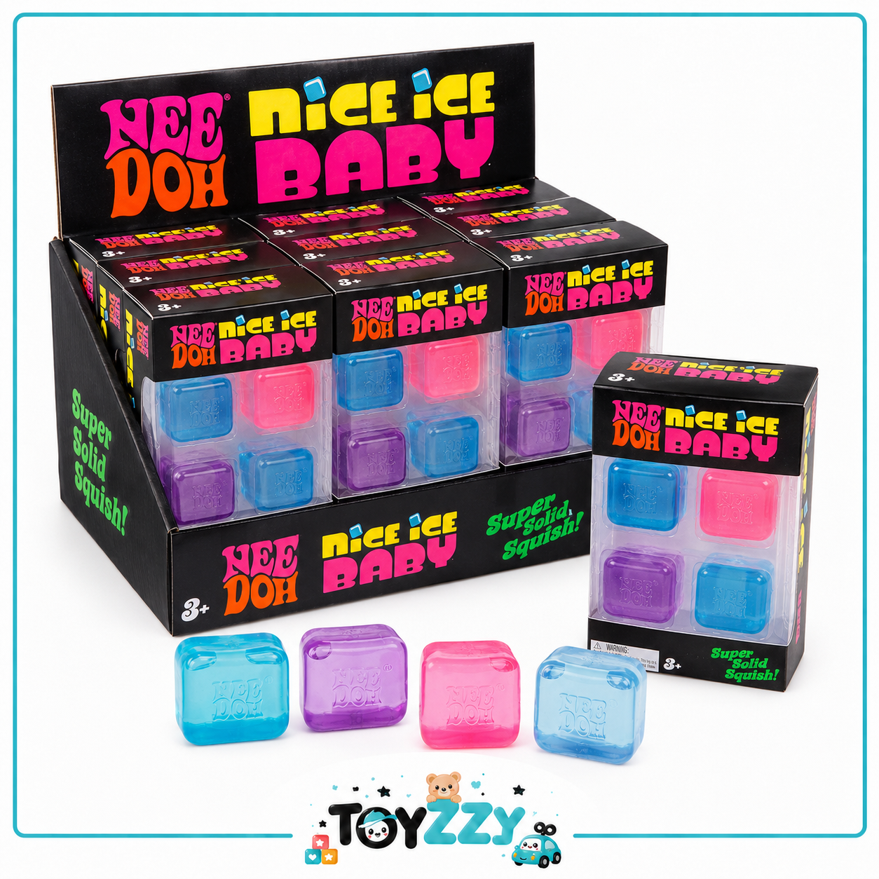 NeeDoh Nice Ice Baby multipack retail display and mini cubes