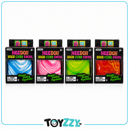 NeeDoh Nice Cube Swirl squishy sensory toy in assorted colors available at Toyzzy