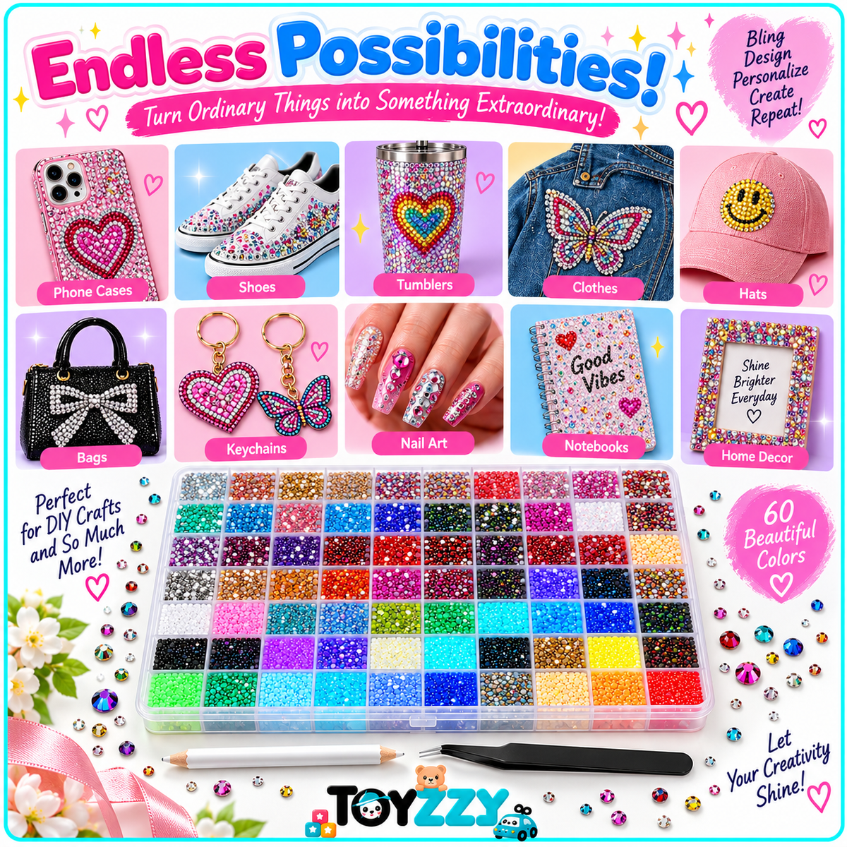 Rhinestone decorating ideas for phone cases shoes tumblers clothing and accessories