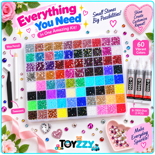 TOYZZY 60-color bedazzling rhinestone kit with wax pencil and tweezers