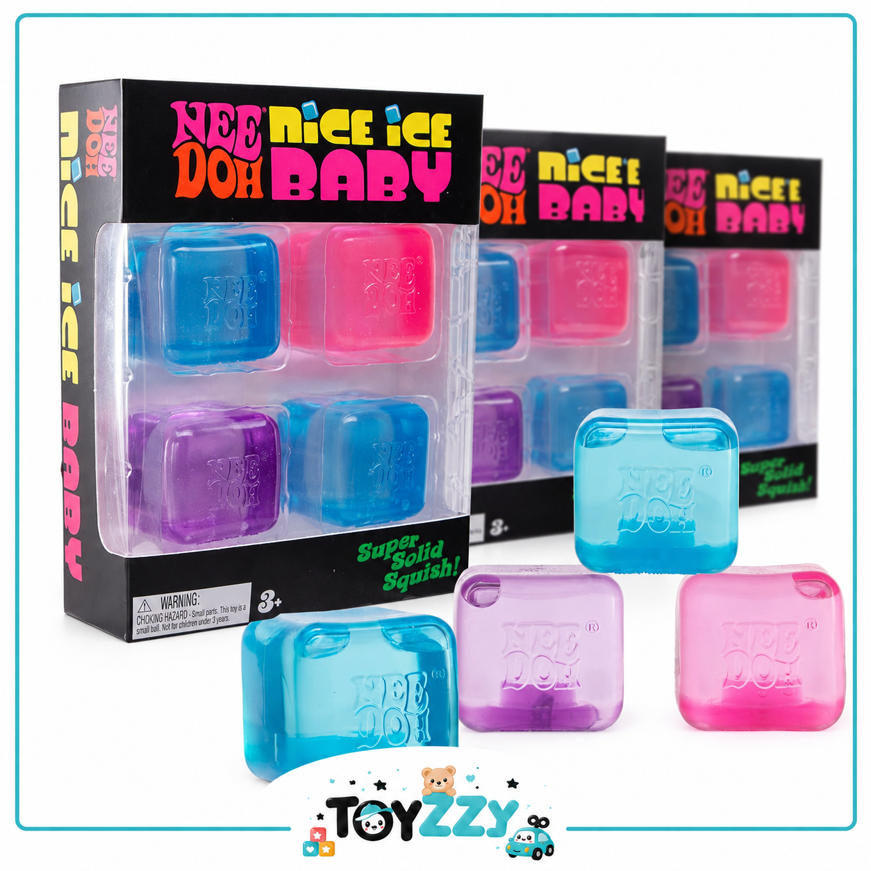 NeeDoh Nice Ice Baby 4-pack mini squishy cubes with packaging
